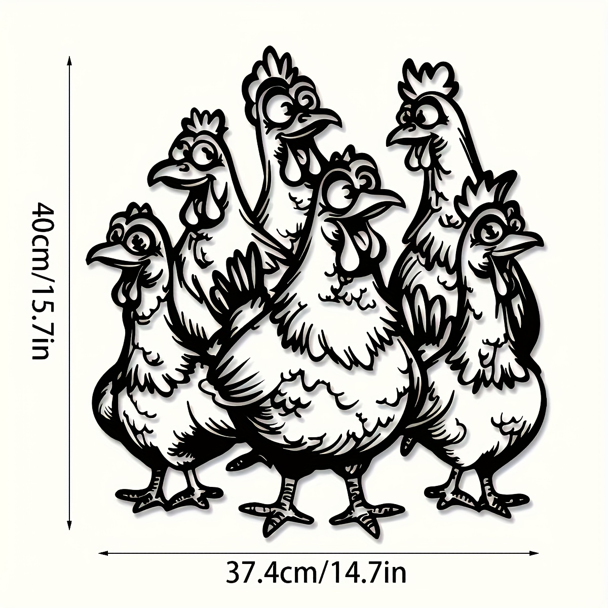 TEMU Country Metal Rooster Wall Art - Realistic Farmhouse Decor With Intricate Feather Details, Weather-resistant Outdoor/indoor Hanging Sculptures