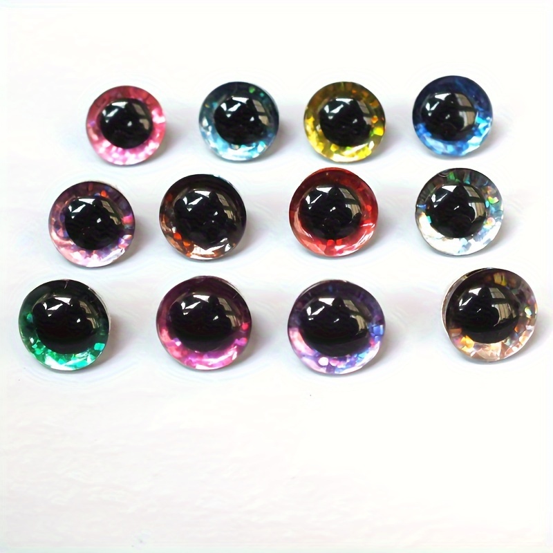 

20pcs 3d Diy Glitter Plastic Safety Eyes For Crochet Toys Amigurumi Mixed Color Crafts Doll Eyeball 12-40mm