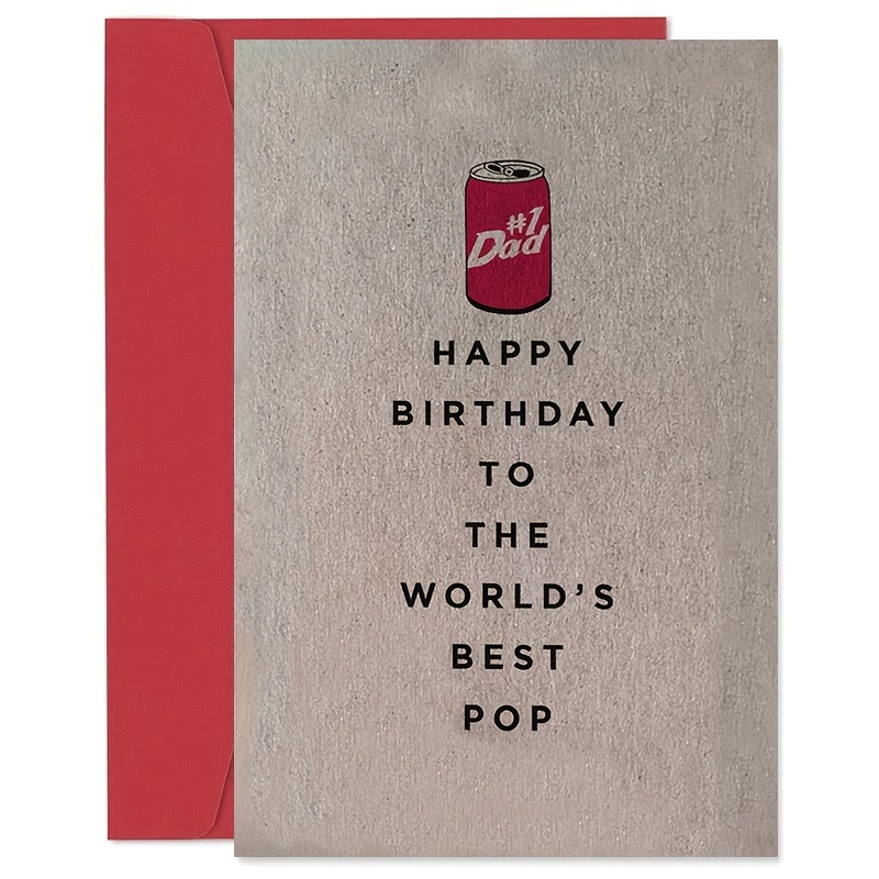 

1pc Father's Day Greeting Card With Envelope (4.7in X 7.1in), Perfect Gift For Dad, Husband - #1 Dad World's Best Pop Birthday Card, Thank You Card - Durable Paper Material