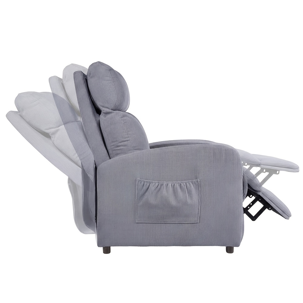 cadeira reclinável push back para   - sofá individual ergonômico ajustável com encosto  , braços largos e assento acolchoado, com bolso lateral - cadeira reclinável ajustável para     theater