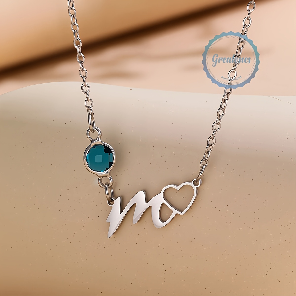 Personalised Initial Heart Pendant Necklace, Minimalist Letter Design