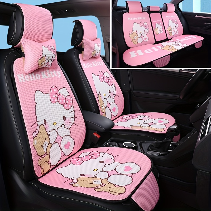 Pink Car Seat Cover with Tuxedo (*-like) Design Cute Pink  White Plush-* Auto Cushion, Soft Breath