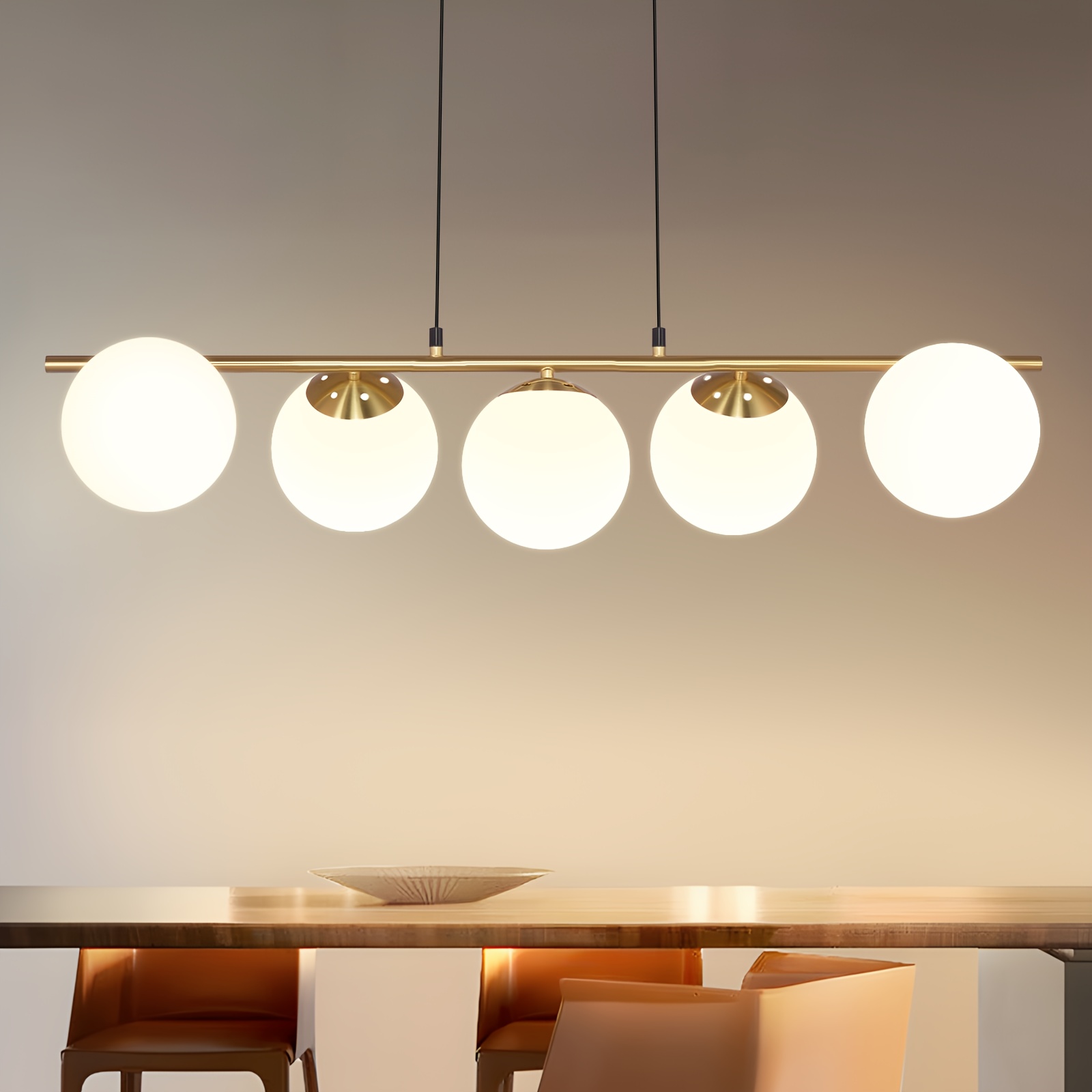 TEMU A Vintage Glass Pendant Light For Dining Table, Adjustable Height Of 150cm, Suitable For Dining Room And Living Room, Without , With E27 60w