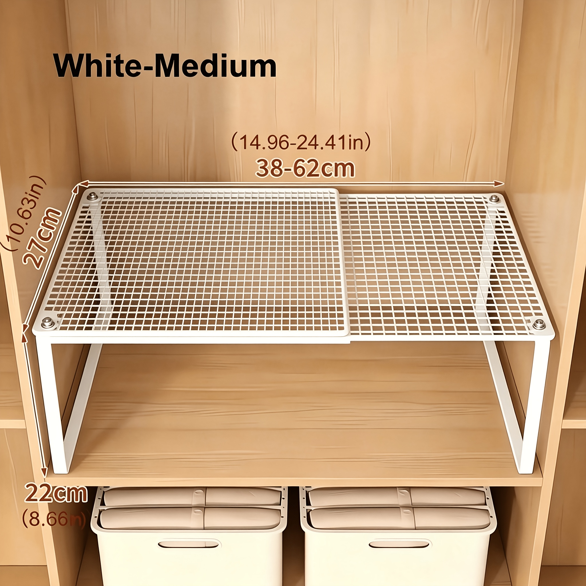 TEMU XHSGX Étagère de Rangement Extensible Sous Évier, Support de Rangement Multifonctionnel pour Cuisine, Placard, Garde-Robe et Chaussures, Étagère