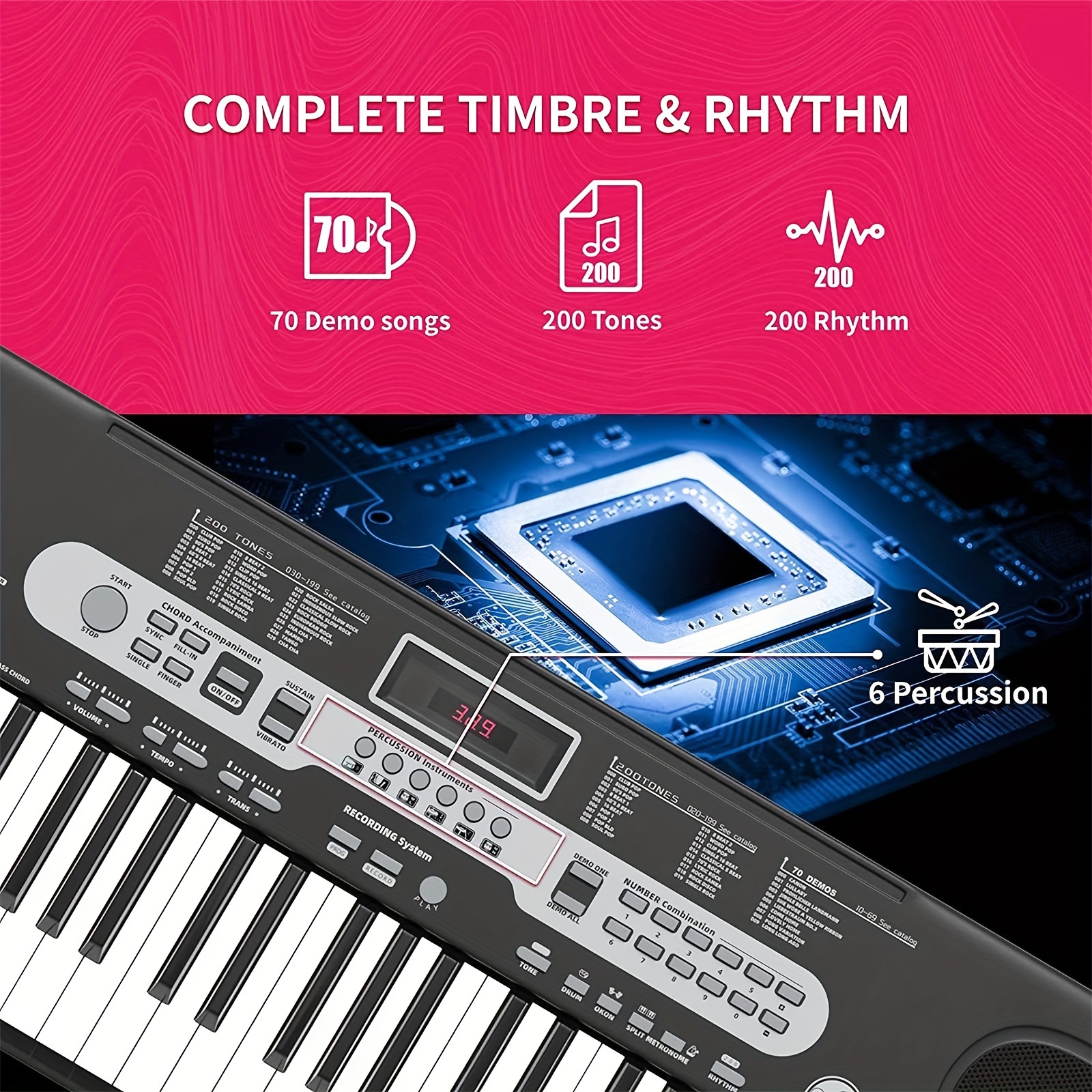 Keyboard For Kids GYMAX 61 Keys Digital Piano, Full-size
