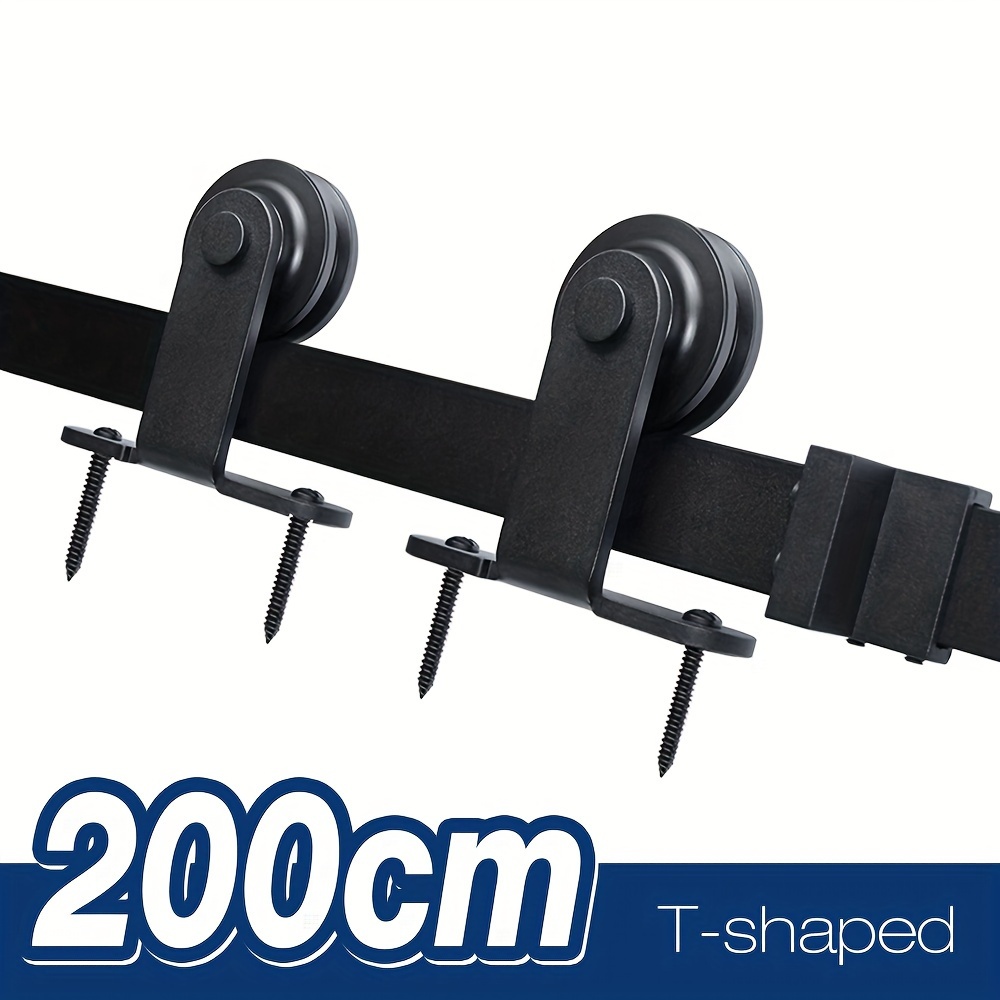 6, 6FT/200CM opreme za zdrsno vrata na kmetijo za eno leseno vrata, za težke uporabe, v obliki črke T