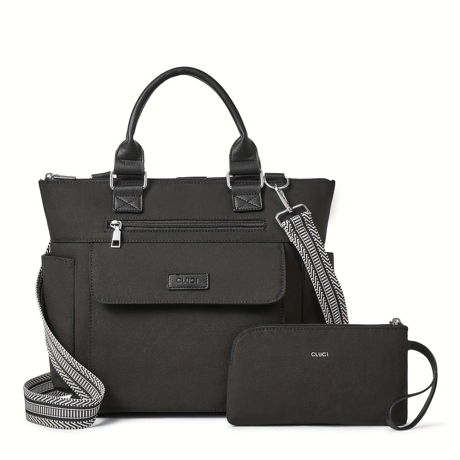 

Tote Bags For Women Large Shoulder Bag Nylon Multi-pocket Hobo Handbags With Adjustable Strap 2pcs