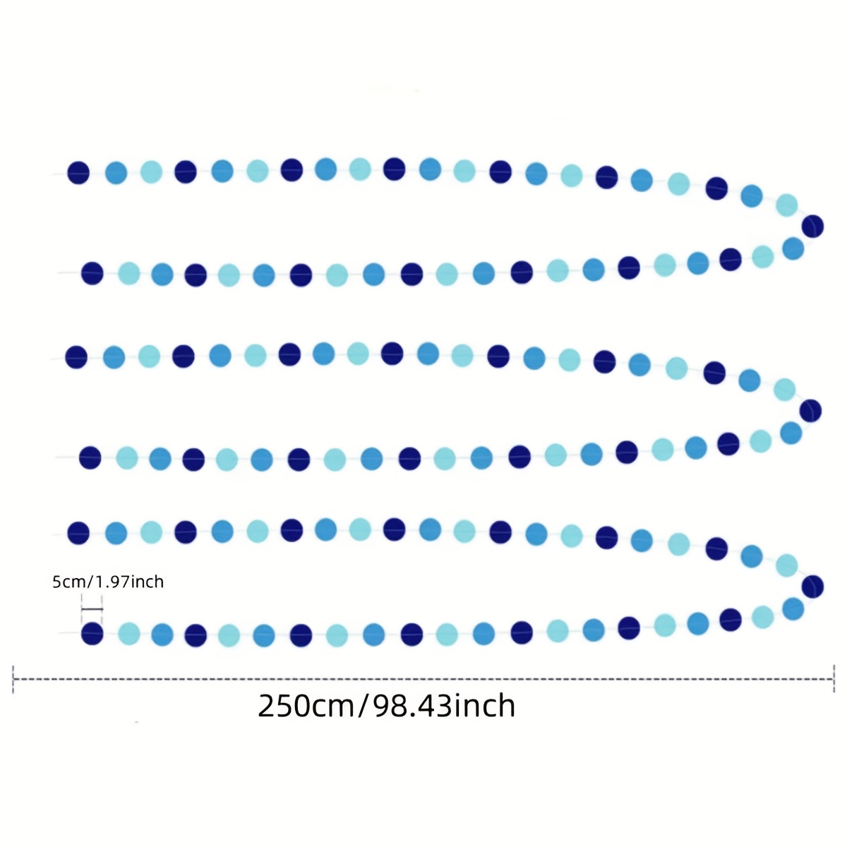 Image of Set Of 3 Blue Circular Dot Garlands For Summer Underwater Themed Parties, Perfect For Pool, Beach, Ocean Bubble Decorations, And Suitable For Weddings And Birthday Or Graduation Celebrations