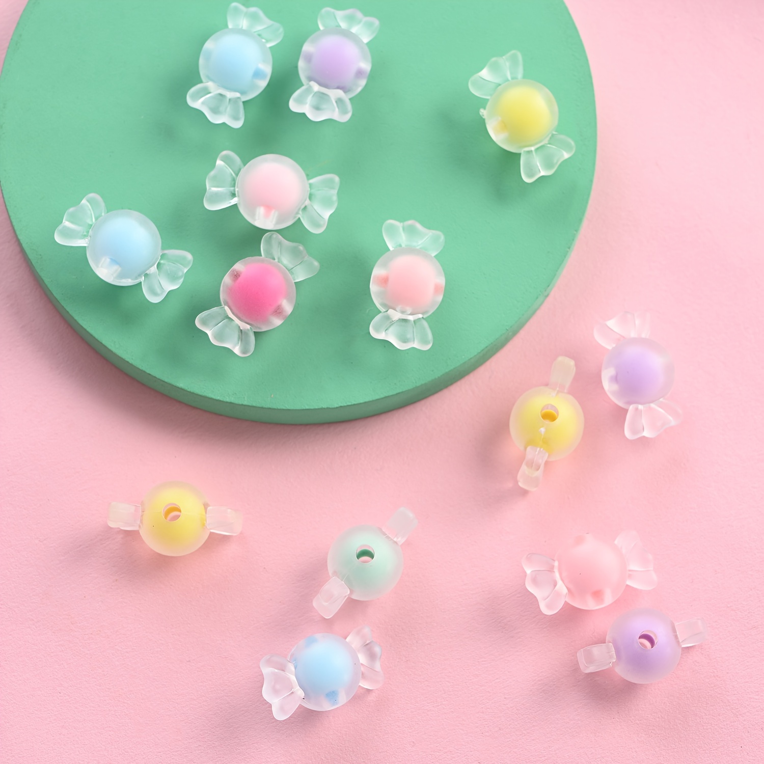 Frosted Candy Color Acrylic Loose Spacer Beads Jewelry Temu Canada