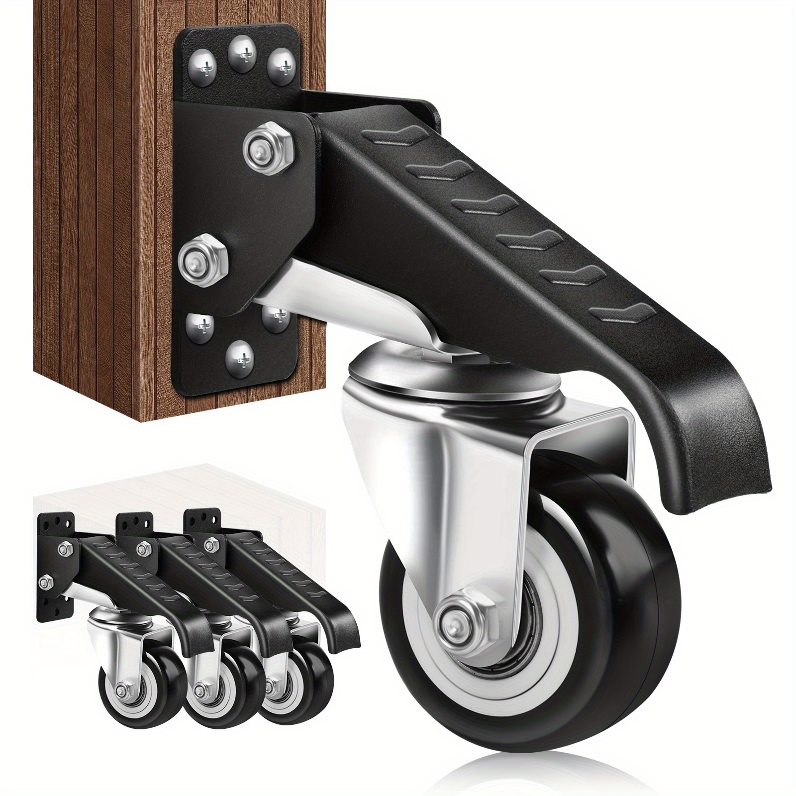 TEMU 4 Pcs Heavy Duty Workbench Casters Kit 600lbs - Quick Release, Retractable Stepdown Wheels - Adjustable Polyurethane, Durable Steel Construction