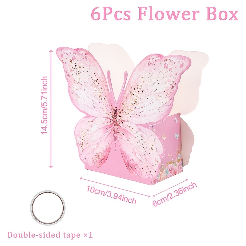 E-shop 6 Stück, für Schmetterling Blumen Kartonbox, Golden für Schmetterling Papierkorb Kartonbox Tischdekoration, für Schmetterling Geburtstags- und