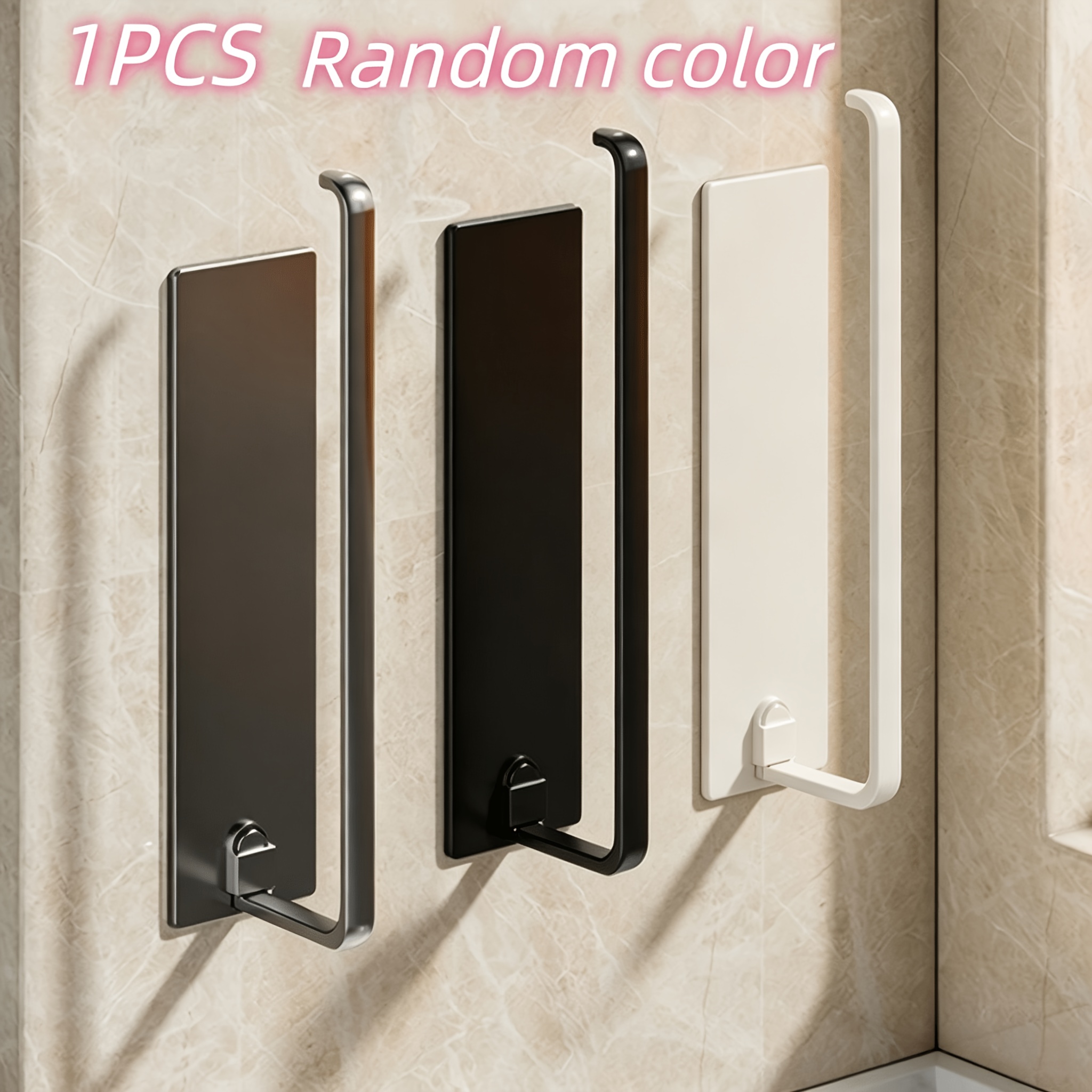TEMU 1pc Random Color No-drill Plastic Tissue/towel Holder, Light Luxury Premium Texture, Sturdy And Durable Without Drilling, , Universal