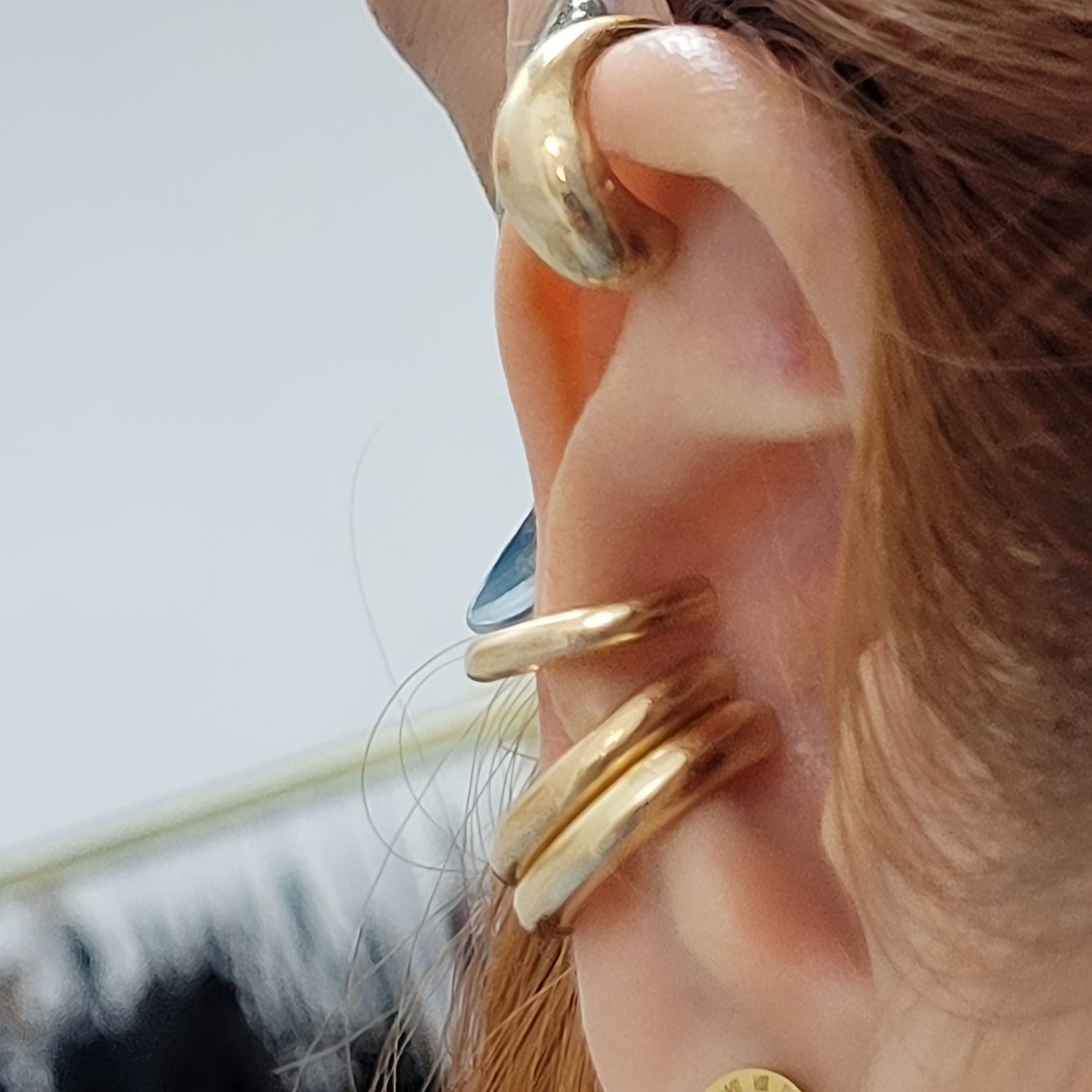 Boho Style Hoop Earrings Set Geometric C Shaped Alloy No Piercing Needed