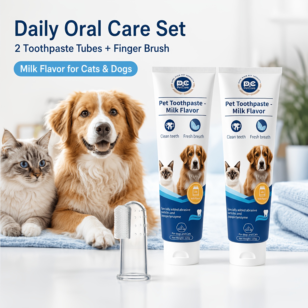 3pcs Pet Toothpaste Set - Specially Designed for Puppies And Kittens, Gently Cleans Teeth, Freshens Breath, And Protects Delicate Gums with a Mild Formula, Suitable for Safe Daily Care of Senior Pets As Well - Image 4
