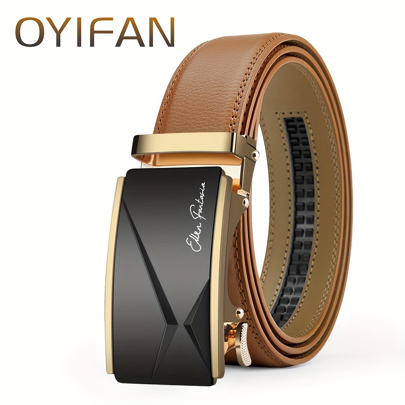 

Oyifan Ceinture Élégante pour Homme en Cuir Véritable Synthétique avec Boucle Automatique - Polyvalente pour Tenue Décontractée et de Travail, Cadeau Parfait pour la Fête des Pères