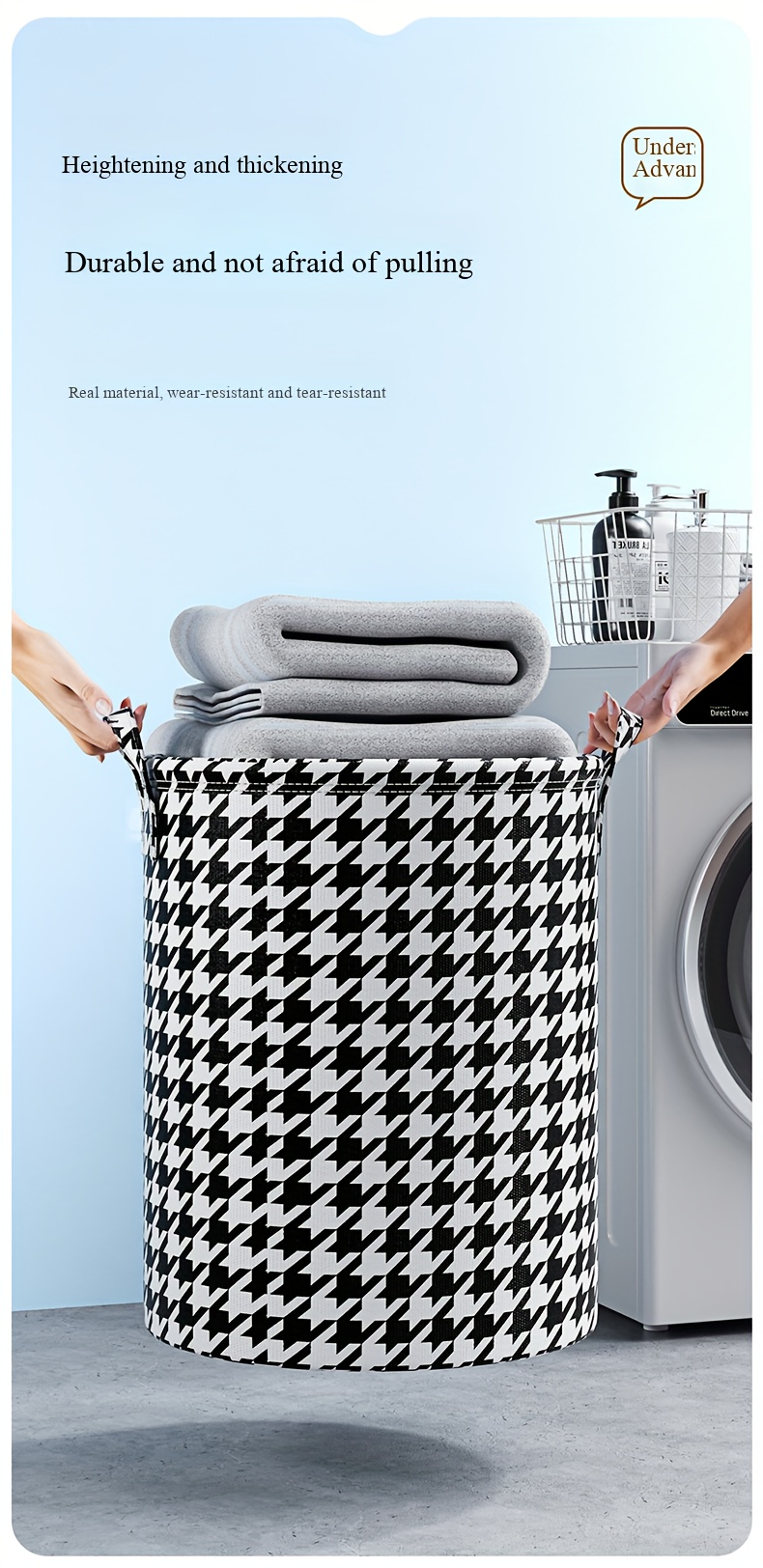 extra large 96l foldable laundry hamper versatile storage basket for toys   ideal for bathroom living room and more   fabric with handles laundry baskets details 4