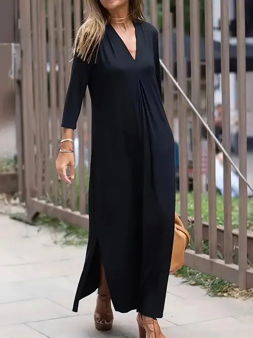 Plus Size, Women's Plus Size Elegant V-Neck Maxi Dress - Formal & * Outfits, Machine Washable Dress for Everyday, Office, Parties - * Wardrobe Staple, Versatile Clothing, Minimalist Fashion, ... Plus Size, Women's Plus Size Elegant V-Neck Maxi Dress - Formal & * Outfits, Machine Washable Dress for Everyday, Office, Parties - * Wardrobe Staple, Versatile Clothing, Minimalist Fashion, ...