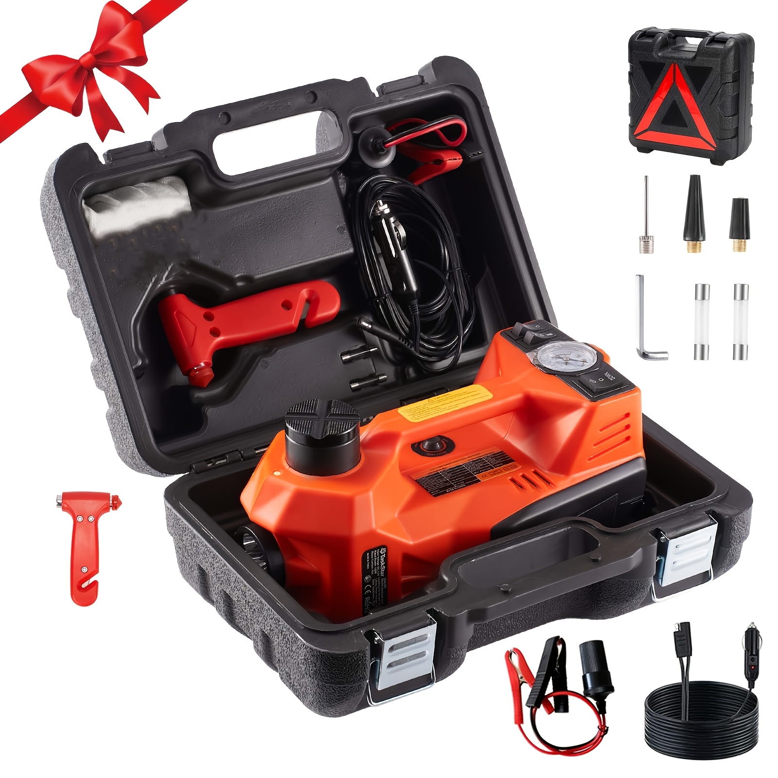 Electric Car Jack Kit, 5 Ton/11023 Lbs 12v Hydraulic Car Jack Lift With Tire Inflator Pump, Portable Auto Kit For Suv Mpv Sedan Truck Tire Change Garage Repair