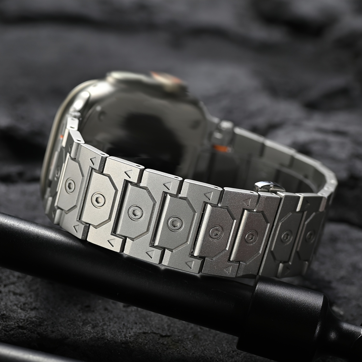 Compatible with Apple Watch Ultra, Stainless Steel Band in Titanium Color S10 Titan Steel Strap