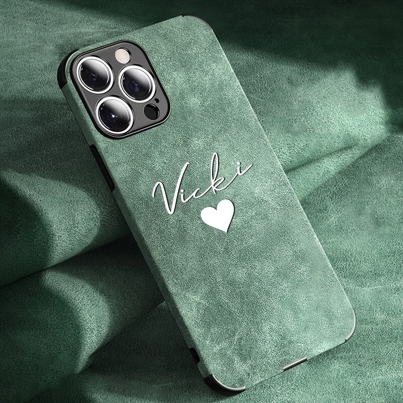 Personalized Customized Initials Name DIY Phone Case Compatible with iPhone 16 15 14 13 12 11 Pro Max Plus Fashionable Solid Color Soft Lambskin Faux Leather Shockproof DIY Customized Name Engraved Gift Cover iPhone 16 15 14 Pro Max Plus