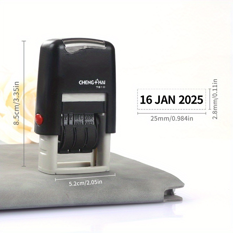 Adjustable Digital Date Stamp, Durable Plastic, Rectangular Shape, Equipped With Replaceable Ink Pad, Suitable For Scrapbooks And Office Supplies. Durable Abs Material, Perfect For Office Use