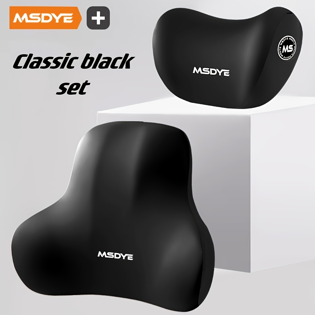 Car Headrest and Lumbar Pillow Memory Foam Set, Car Neck Pillow Cover, Car Seat Back Cushion, Driver Lumbar Support, Comfortable