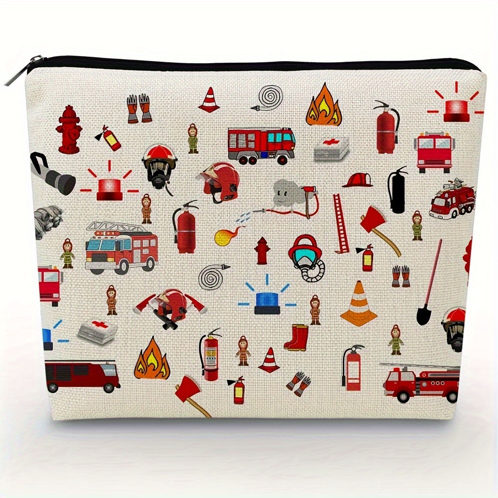 Image of Firefighter Party Gift Firefighter Makeup Bag Organizer Accessories Zipper Pouch Firefighter Graduation Gift For Firewoman Fireman Wife Mom