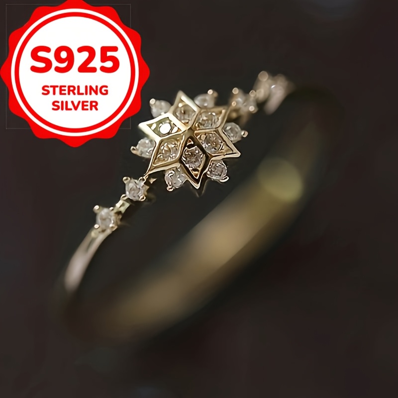 

Classic 925 Silver Snowflake Ring Women's Geometric Valentine's Day Gift Jewelry