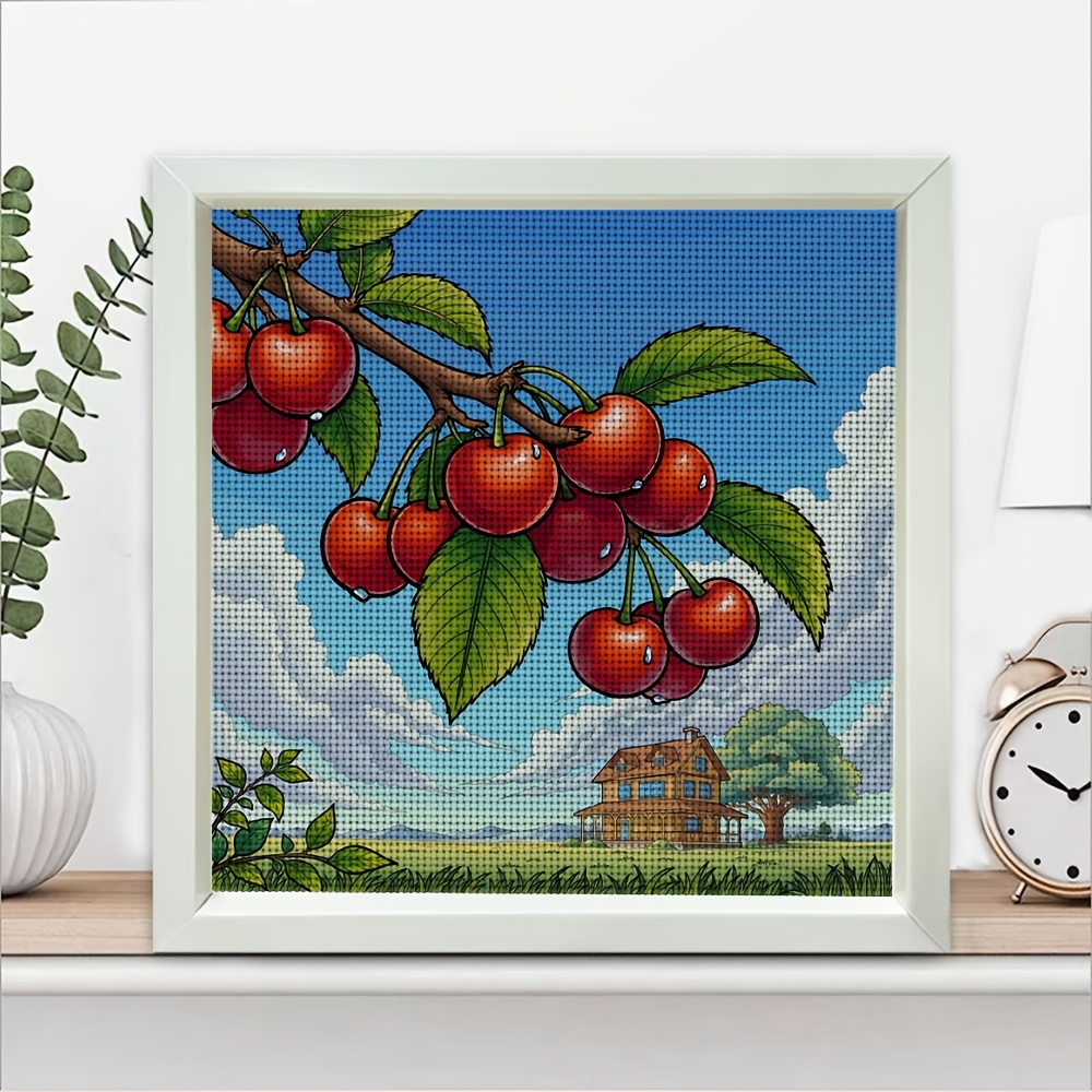 New Frameless Cross-Stitch Printed Kit, "Cherry Blossoms Full of Branches" 2D Pattern