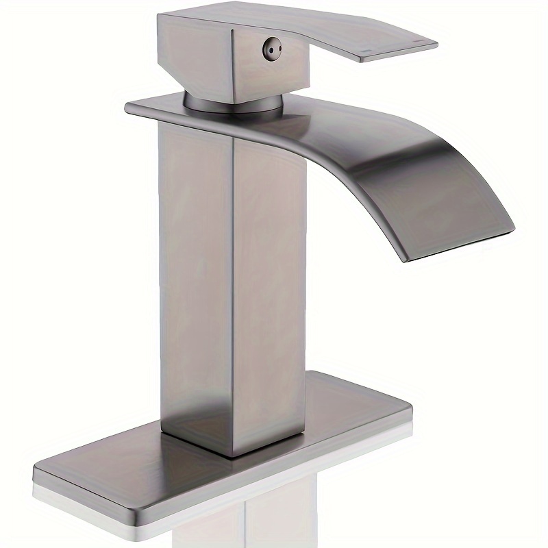 

Bathroom Faucets Brushed Nickel Bathroom Sink Faucet Single Handle Bathroom Faucet For Sink 1 Or 3 Holes With 6 Inch Deck Plate & Hose