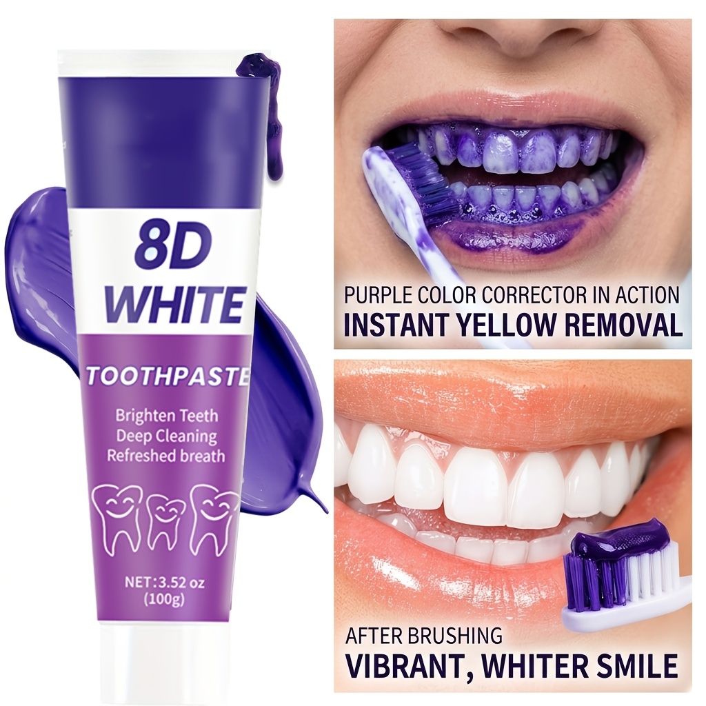 8D Toothpaste, 10% Purple Hydroxyapatite Nano. Deeply Cleans & Brightens Smile. Mint. Gentle Formula Cares For Teeth. Ideal Gift For Women. Perfect For Home & Travel. Ships From Local Warehouse.