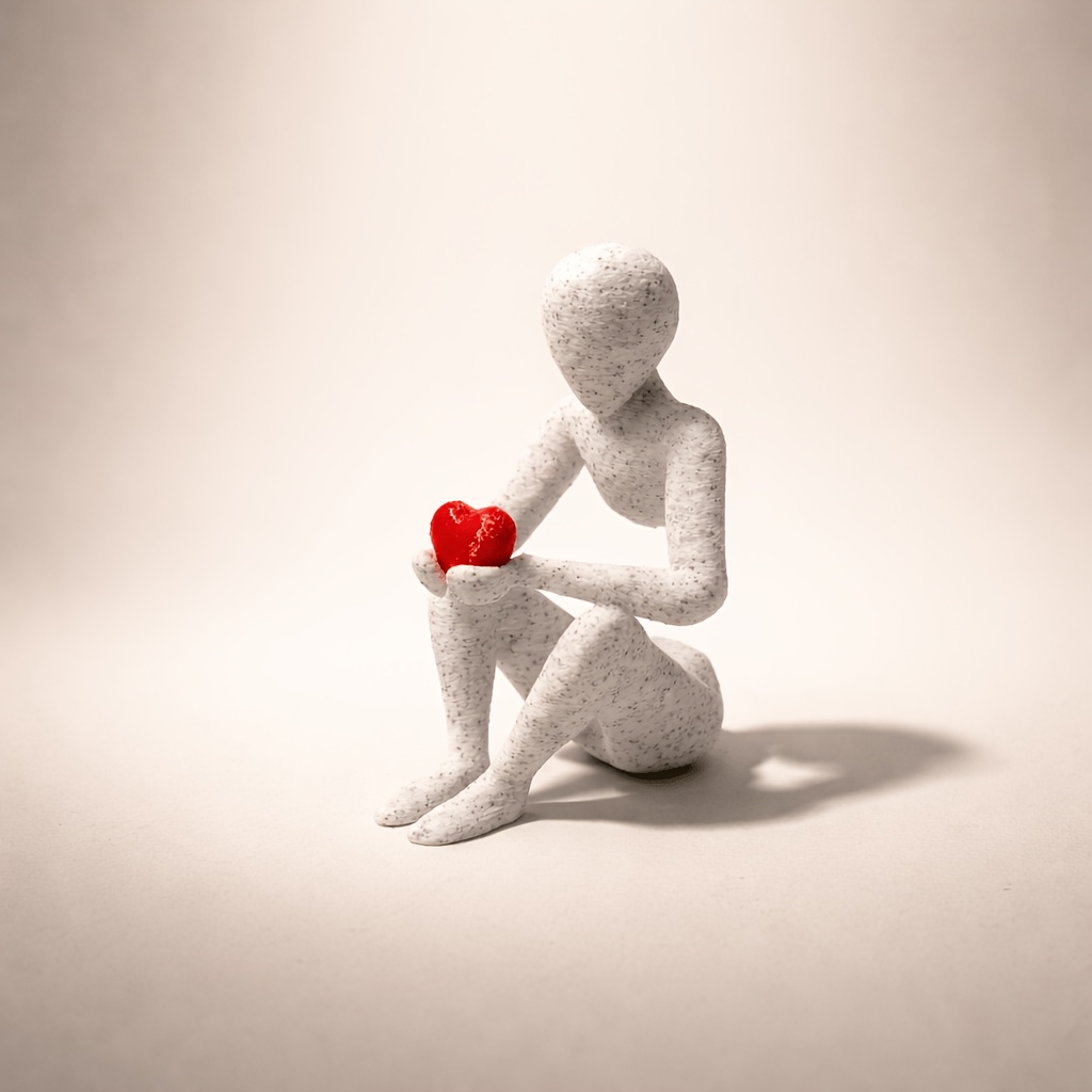 E-shop Abstrakte menschliche Figur mit Herz, minimalistische moderne Wohnkunst Skulptur, romantisches Geschenk, Schreibtisch Ornament