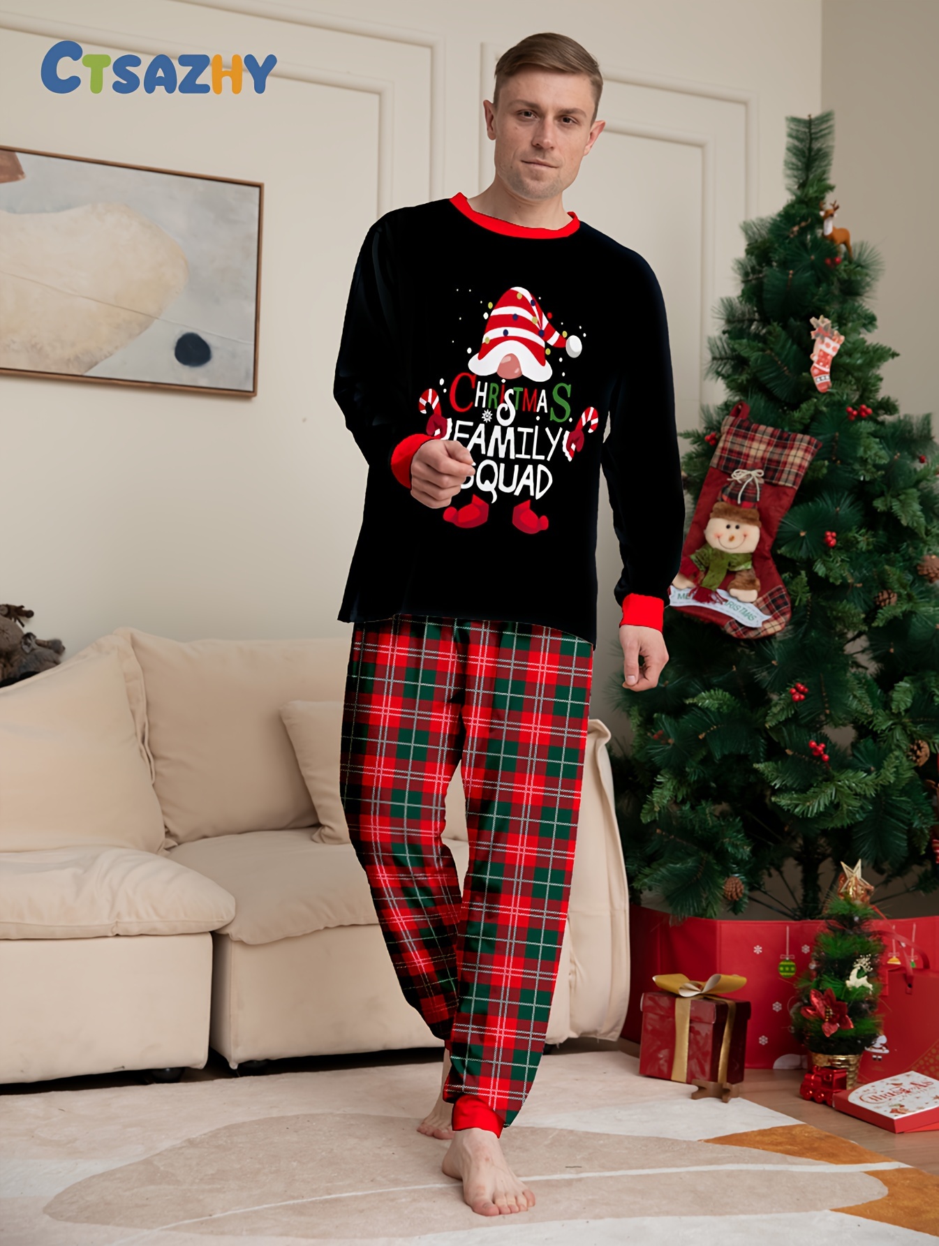 s Christmas Pajamas CHRISTMAS Long Top Lounge Wear