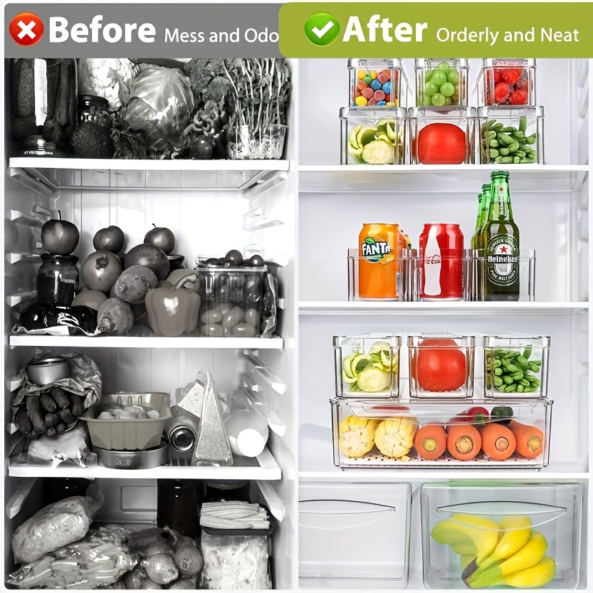 10 pack fridge organizer stackable refrigerator organizer bins with bpa free produce fruit storage containers for fridge organizers and storage clear for food drinks vegetable storage details 0