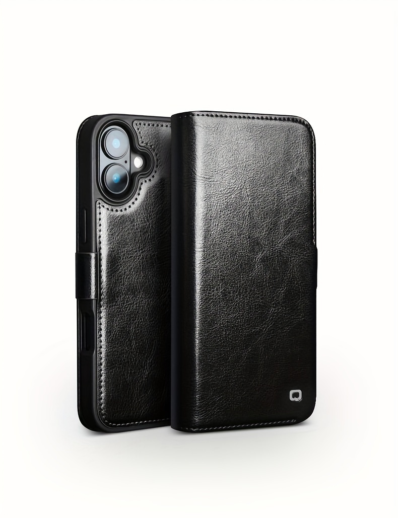 Phone Case - The QIALINO Leather Flip Case Is Designed for The Iphone 16 Plus Pro Max, Featuring a Stylish Design And a Classic Business Look, Complete with Magnetic Closure And Card Slots - Made from High-Quality Leather
