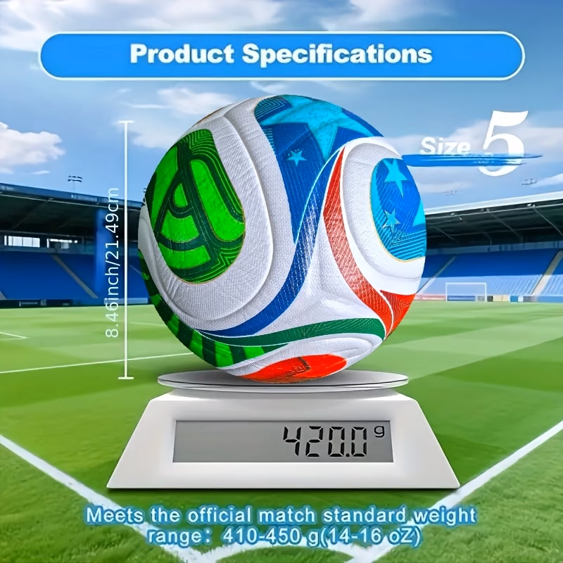 1 x 2026 new high end size 5 soccer ball premium pu leather seamless heat bonding high anti slip and wear resistant suitable for indoor and outdoor use professional soccer ball for training and matches Product details 4