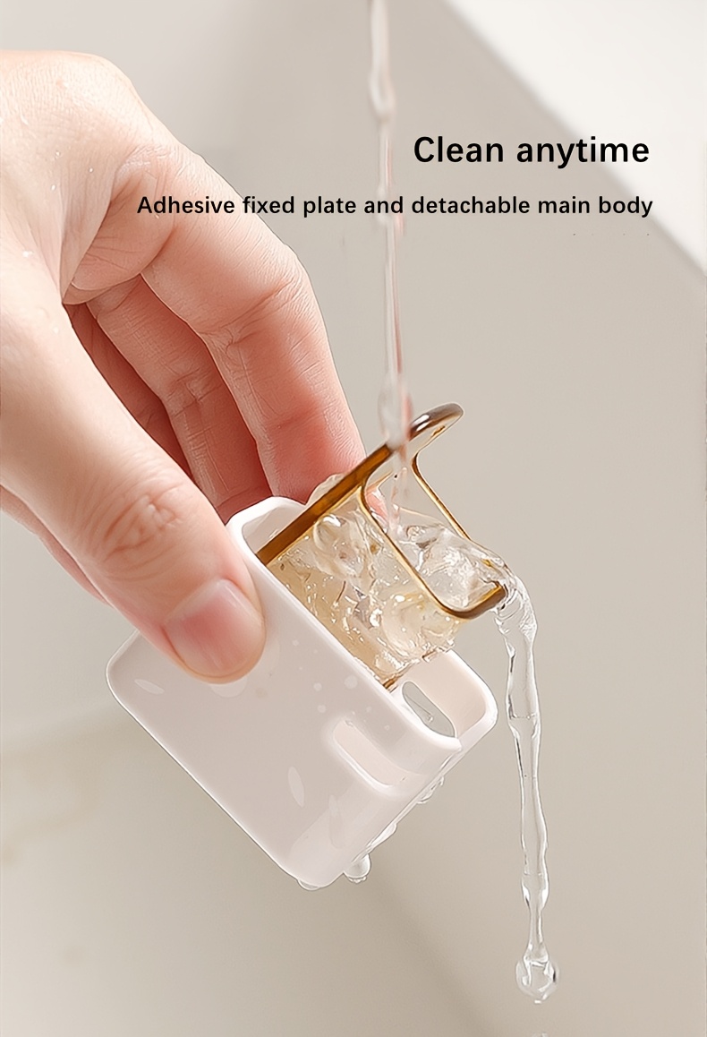 wall mounted toothbrush holder no drill installation mini storage box for electric and manual toothbrushes space saving bathroom accessory plastic material toothbrush storage modern bathroom decor durable plastic bathroom decor and accessories Product details 5