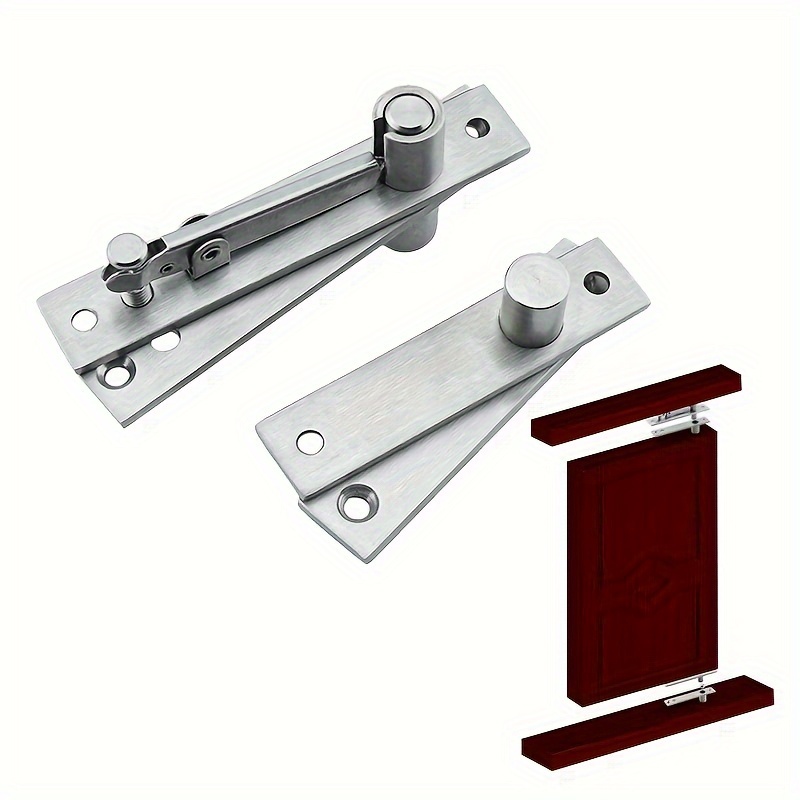 

Art Deco Style Stainless Steel Hidden Cabinet Door Hinges, 360-degree Pivot Flush Mount Metal Hinges With High Load Bearing Base - Brushed Finish - Ideal For Seamless & Secret Wood Door Installations