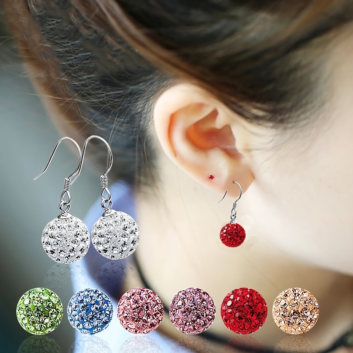 

Pretty Multi Color Rhinestones Balls Design Dangle Earrings Vintage Luxury Style For Women Party Earrings