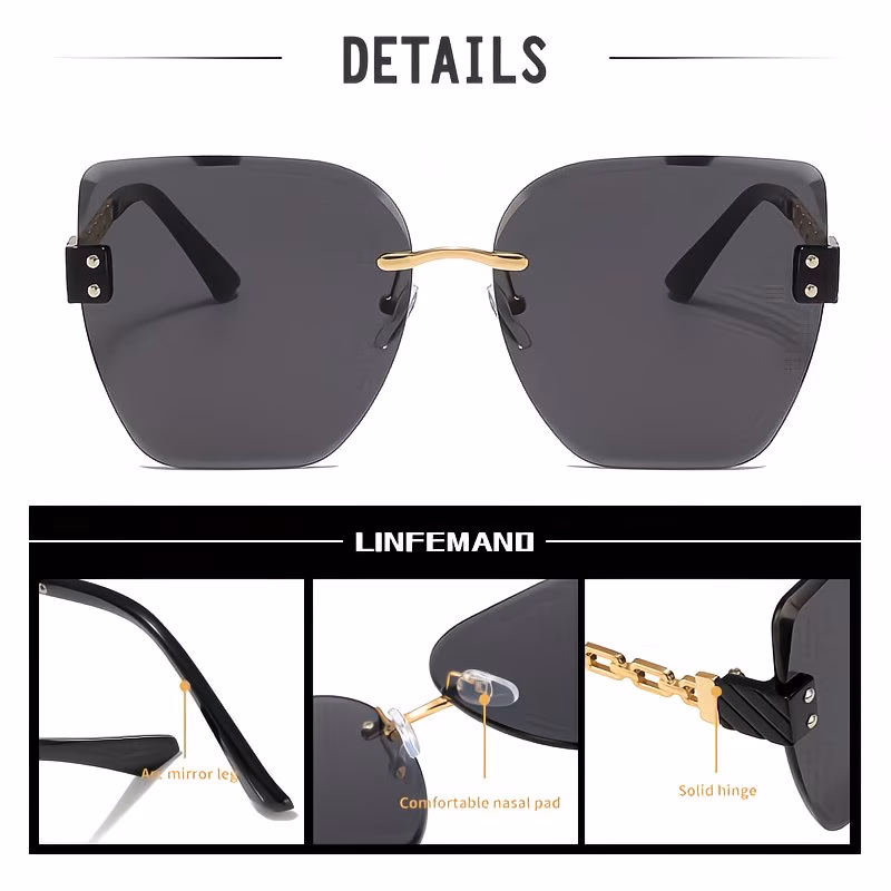 frameless cat eye womens fashion glasses luxury gradient visor driving holiday gift Product details 1