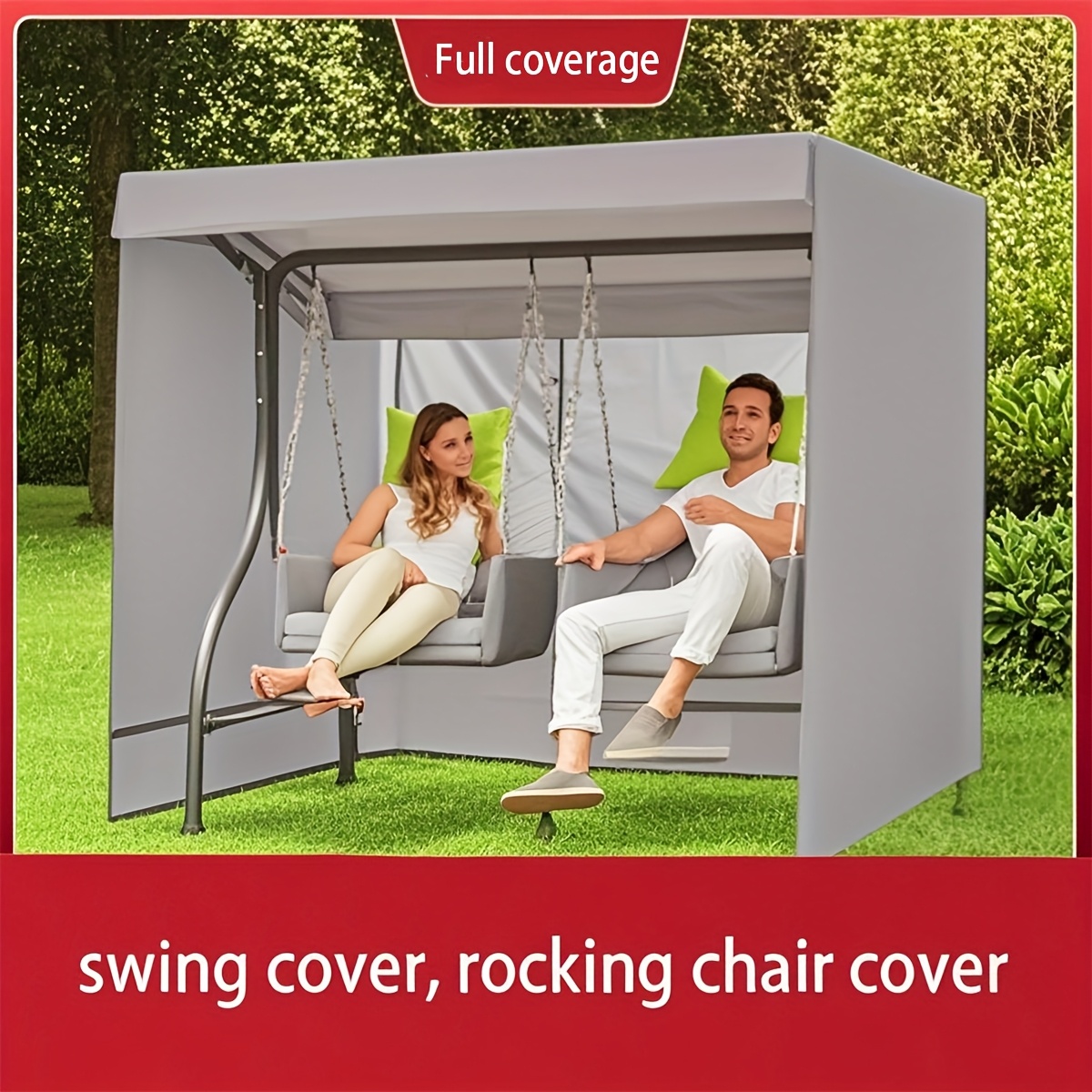 1 Gray Swing And Rocking Chair Furniture Cover, Made Of Oxford Fabric, Durable And Suitable For Courtyard Rocking Chairs, Swings, Indoor Furniture Cabinets, Making Them Cleaner And Tidier