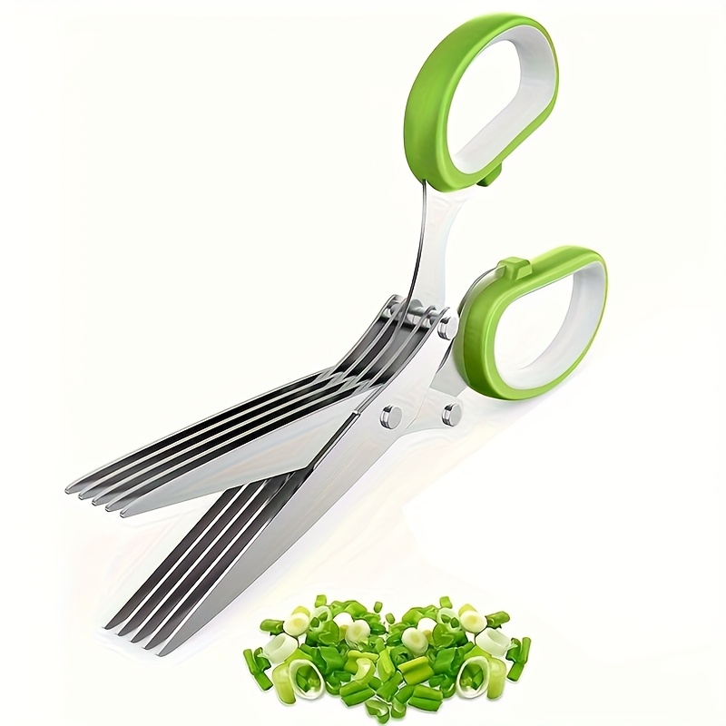 TEMU Multilayer Scissors Stainless Steel Kitchen Scissors Scissors Cutting Scissors With Safety Cover Vegetable Meat Scissors