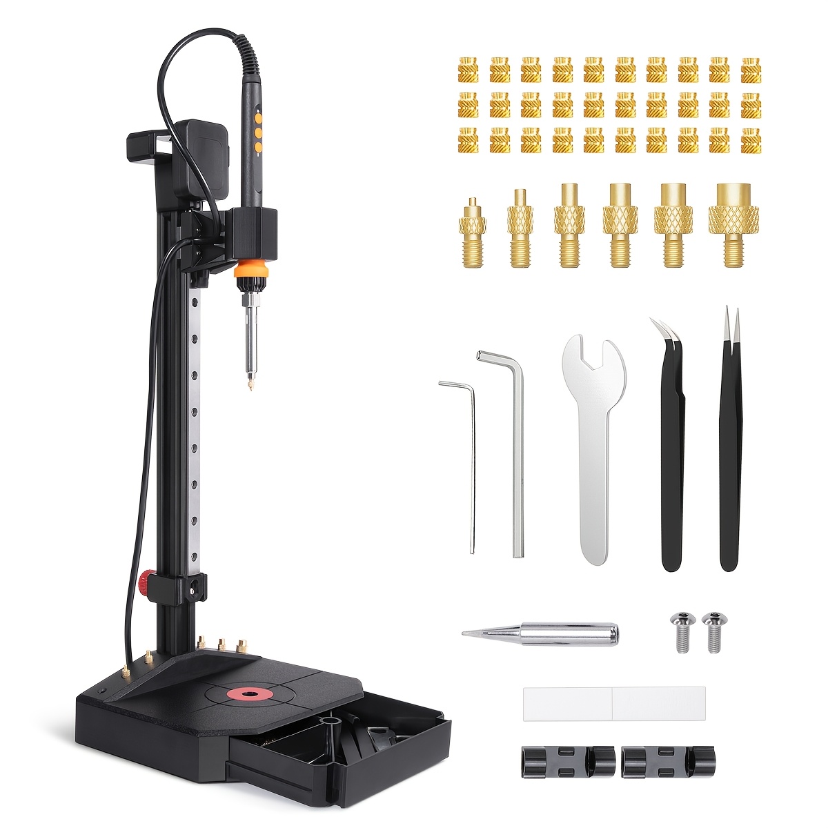 Mintion Vertical Insert Press Machine With 90w Soldering, Tip M2-m8, 30 Nut Thread Inserts For 3d Printed Parts