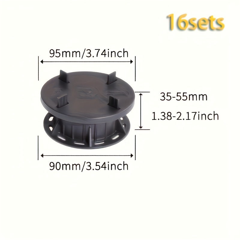 TEMU 16/20/23/35 Sets, Adjustable Pedestal Adjustment Range 20-25/25-35/35-55/54-90 Mm, With 3mm Segmented Top Piece. Ideal For Indoor Floor Tile ,