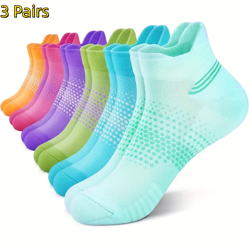 TEMU 3-pair Women's Low-cut Compression Socks With Cushioned Heel & Ankle - -grade Suitable For Running, Hiking, Jogging, Post-surgery,, Compression