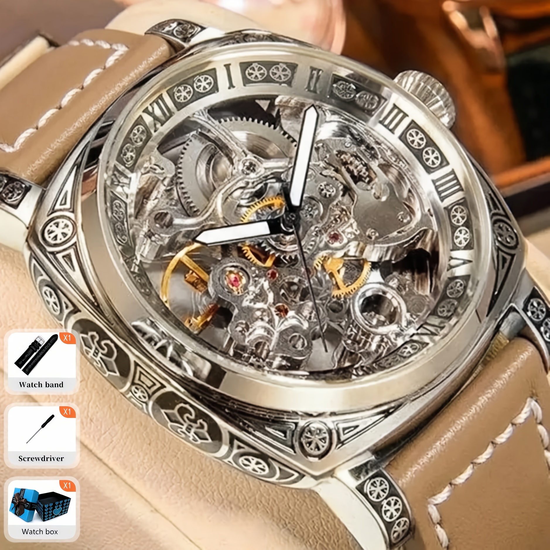 Men's Casual Style Strap Full-Automatic Tourbillon Watch