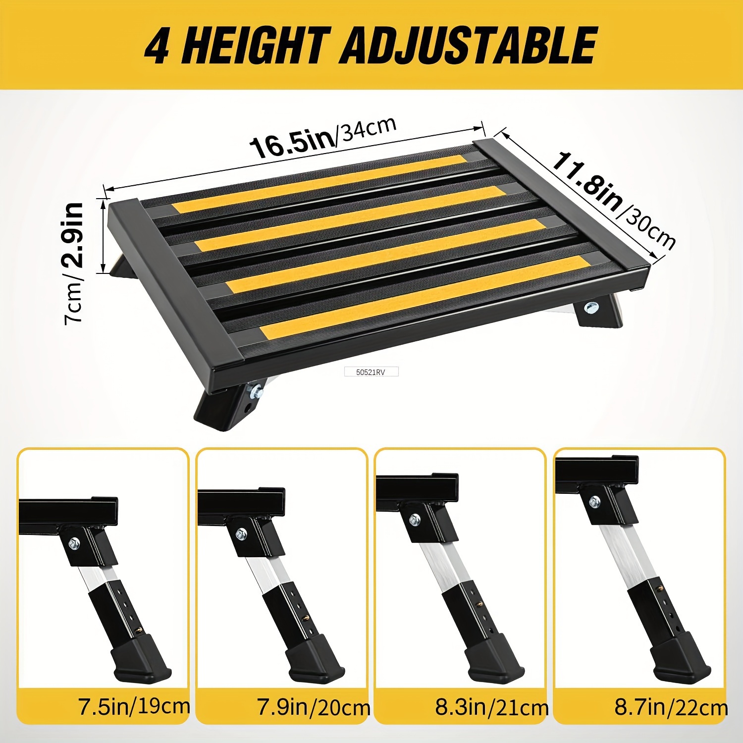 Marchepied à Deux Marches Pliable Pour Camping-car BONJUME - Alliage D'aluminium, Capacité 150 Kg, Antidérapant - 5