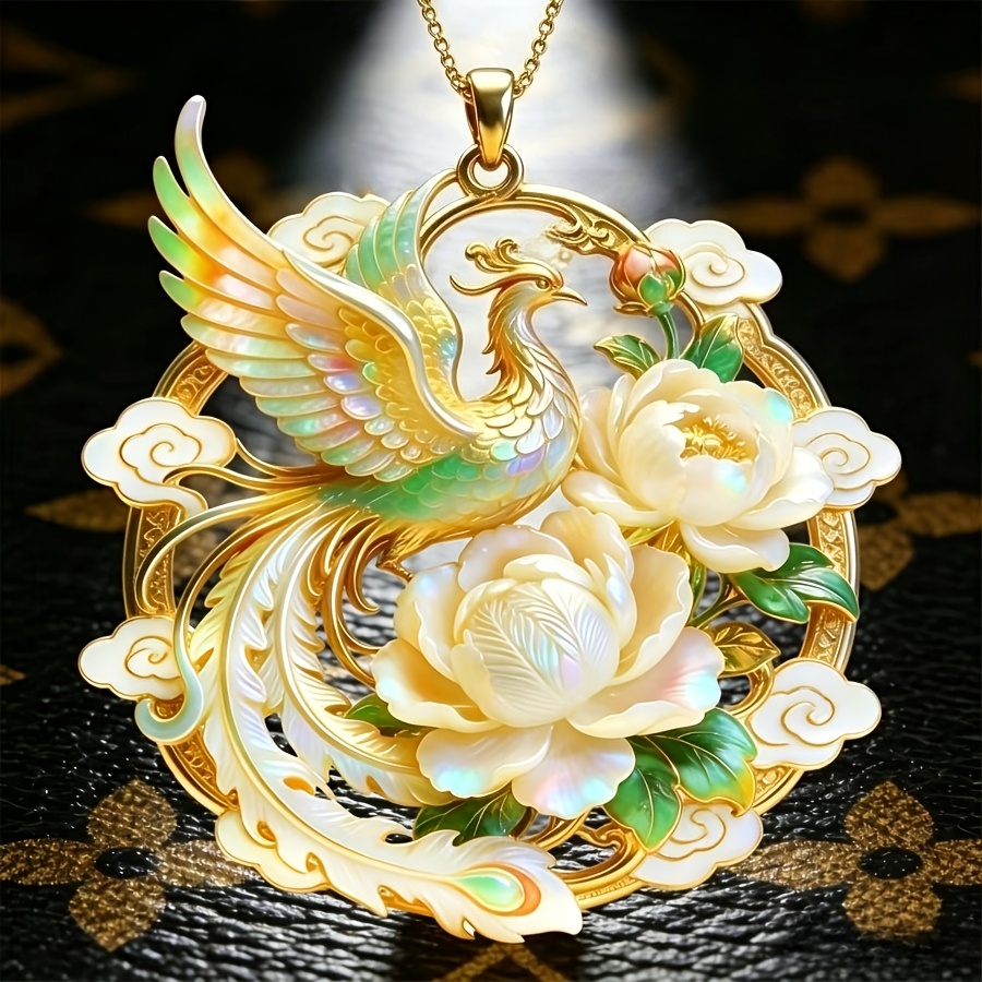 TEMU Pendentif encadré de style chinois représentant un se reposant sur une , ornement traditionnel de luxe discret et minimaliste