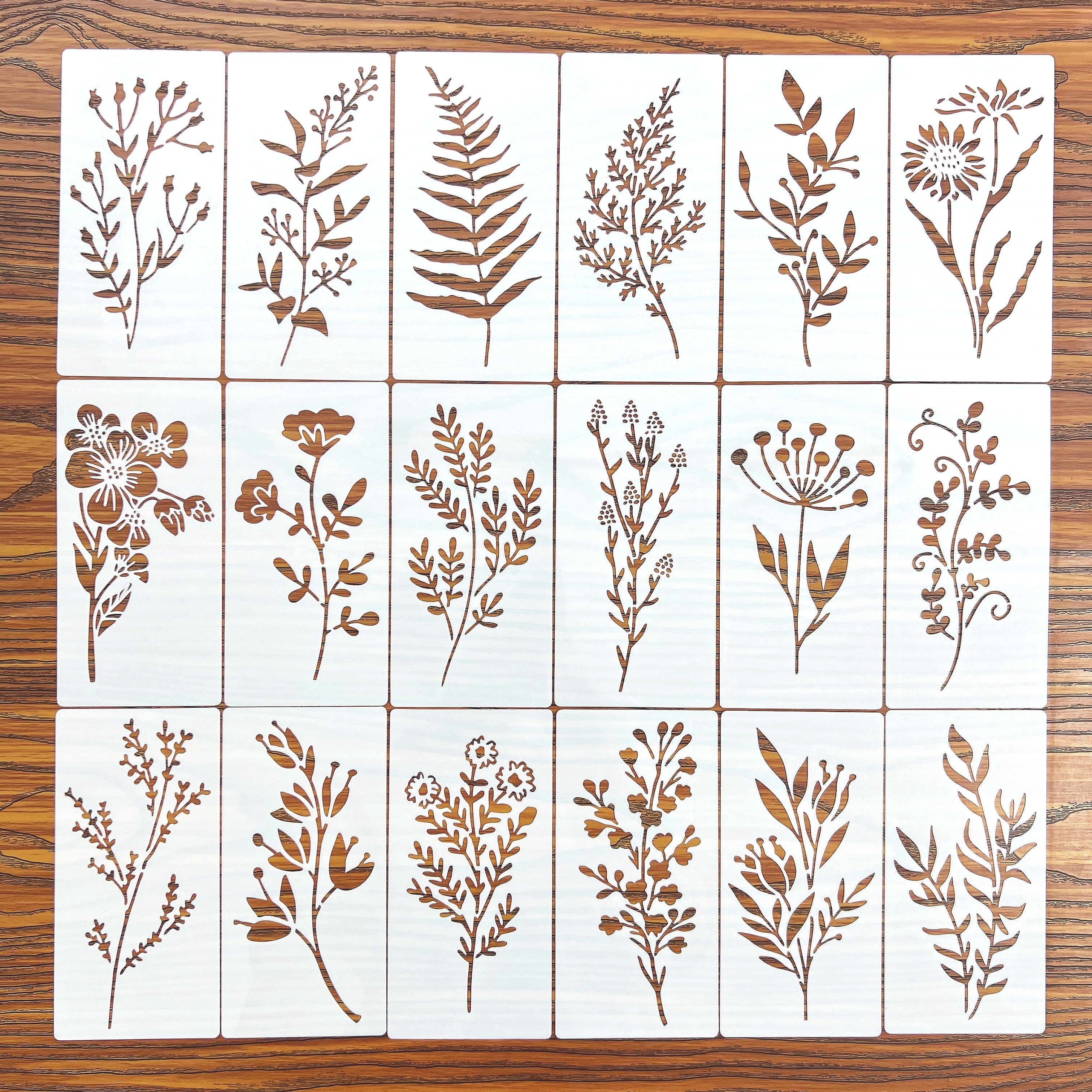 

18pcs Painting Stencils, Reusable Plastic Templates For Wood, Fabric, Paper - Craft Supplies For Spray Painting And Doodling