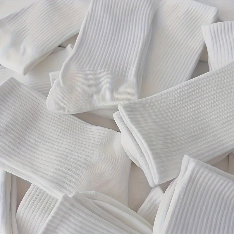 10 Pairs Premium White Sports Socks - Soft, Breathable, Moisture-Wicking, Ideal for Daily Commute & Basketball - Machine Washable, Quick-Dry, All-Season Comfort